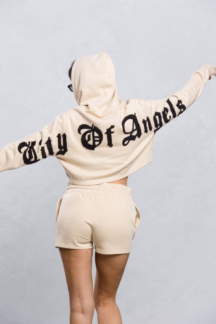 City Of Angels Black Font Two Piece Set Sweatsuit Nude